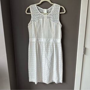 Calvin Klein White Eyelet Lace Sleeveless Sheath Dress